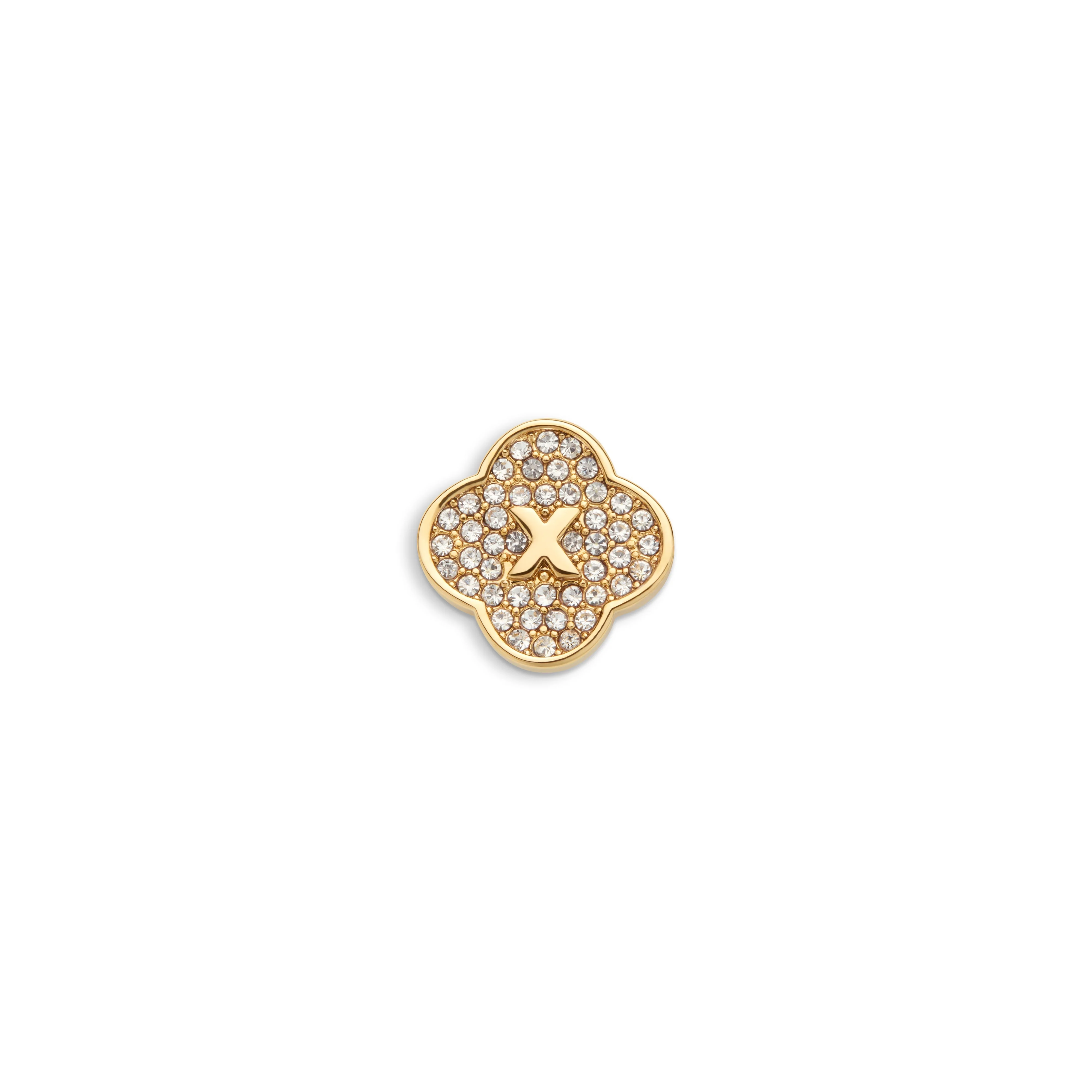 Shimmer Pavé Clover Charms (Gold) - Initials