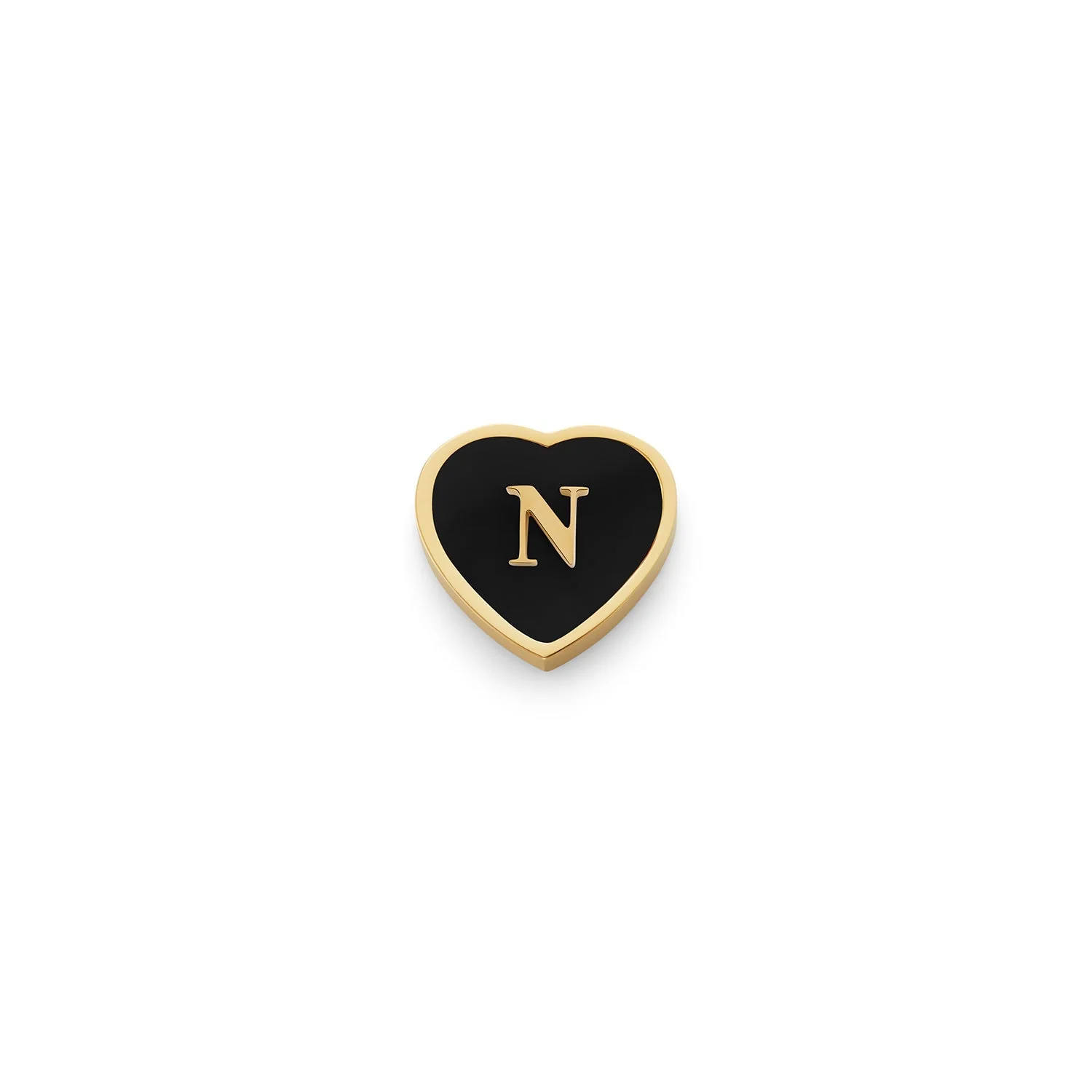 Black Enamel Heart Charms (Gold) - Initials