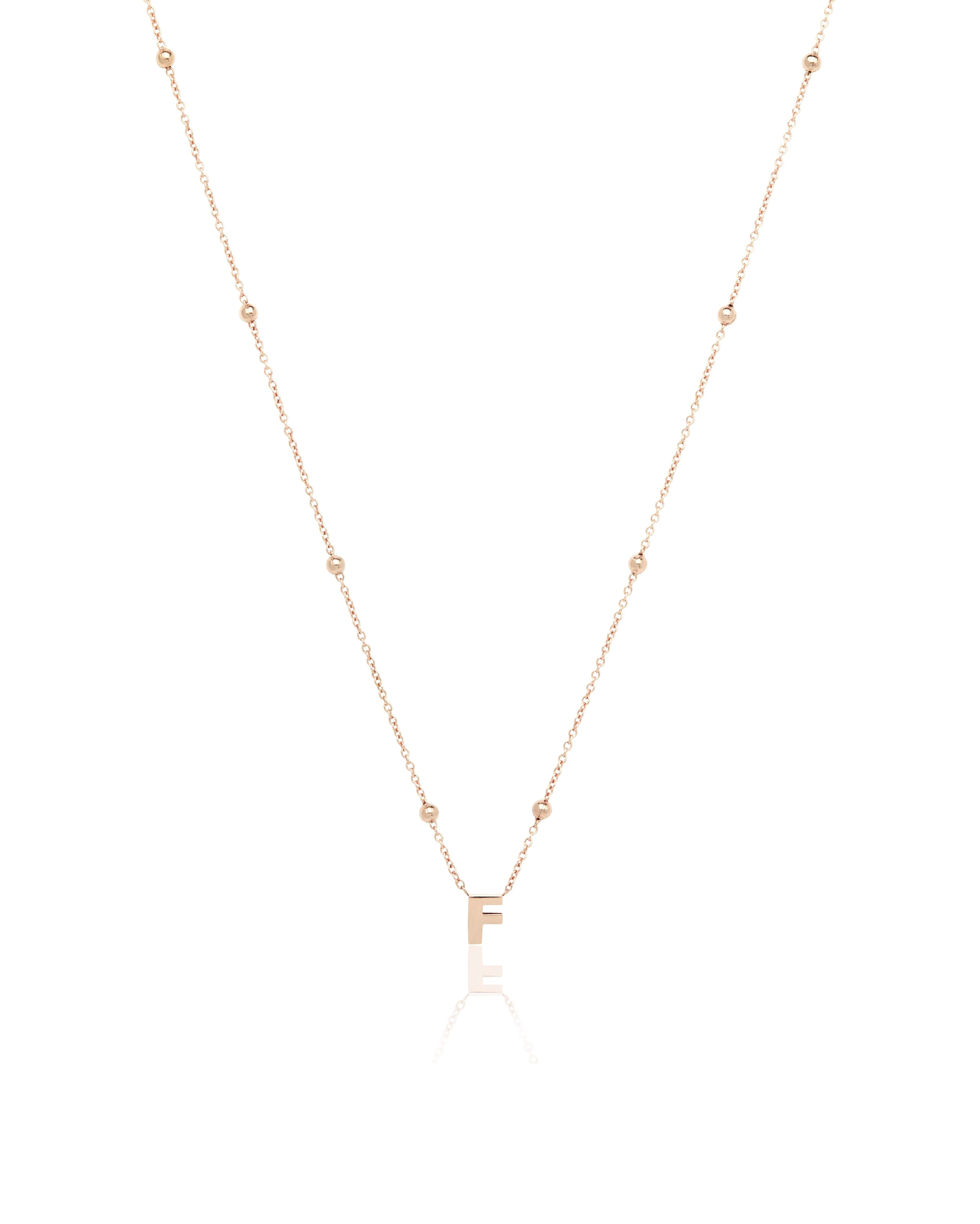 Mini Letter Sphere Chain Necklace (Rose Gold)