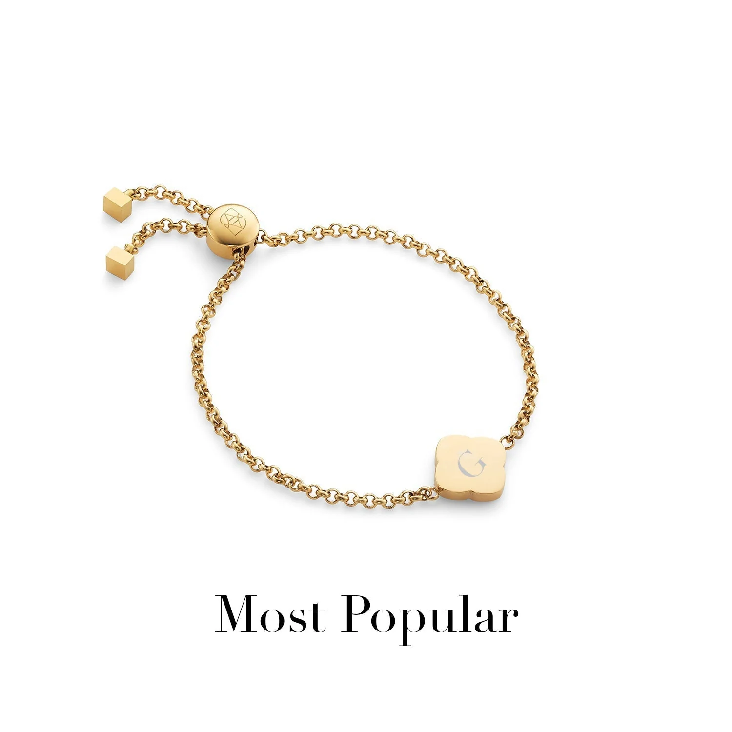 Black Enamel Clover Bracelet (Gold)
