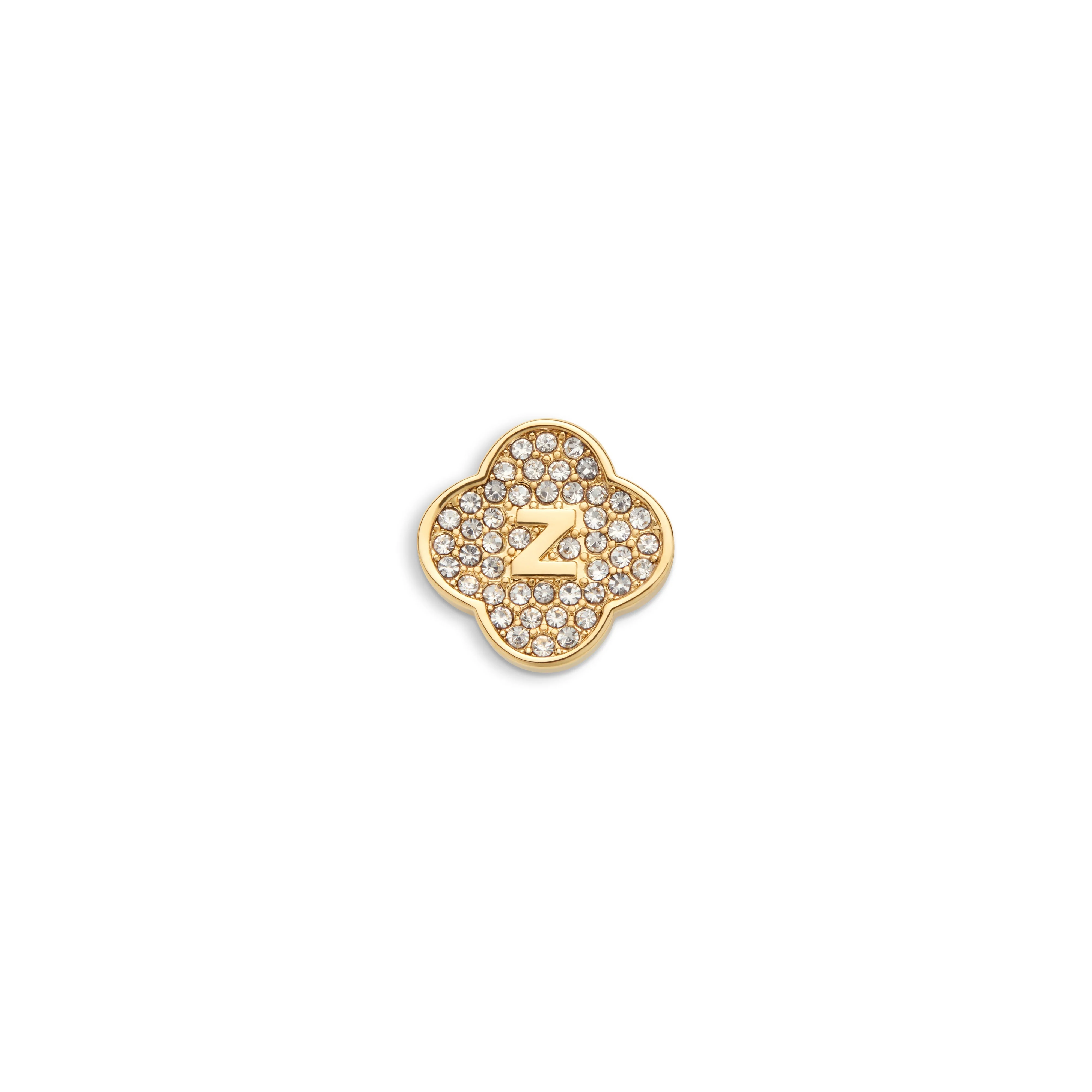 Shimmer Pavé Clover Charms (Gold) - Initials