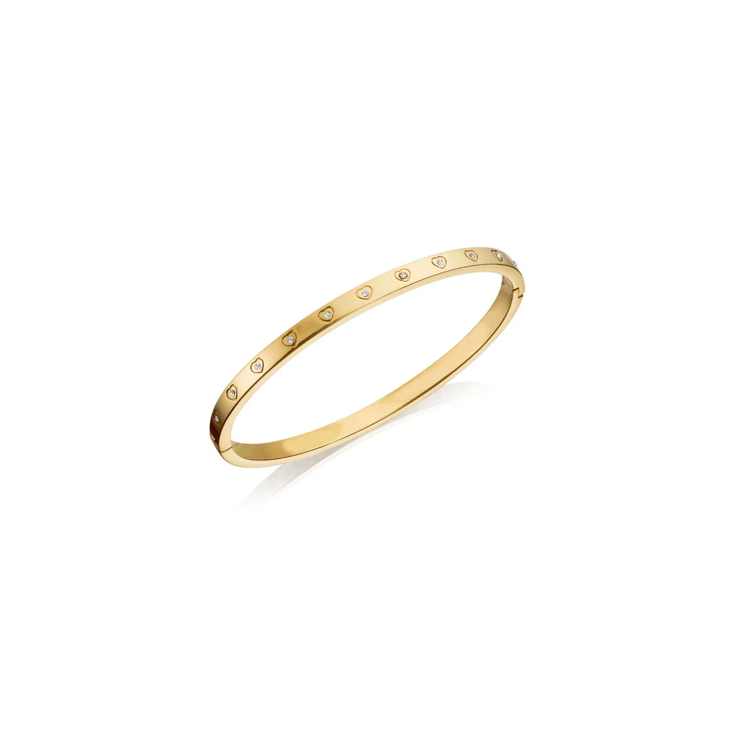 Crystal Heart Bangle & Multi Pearl Clover Bracelet Bundle (Gold)