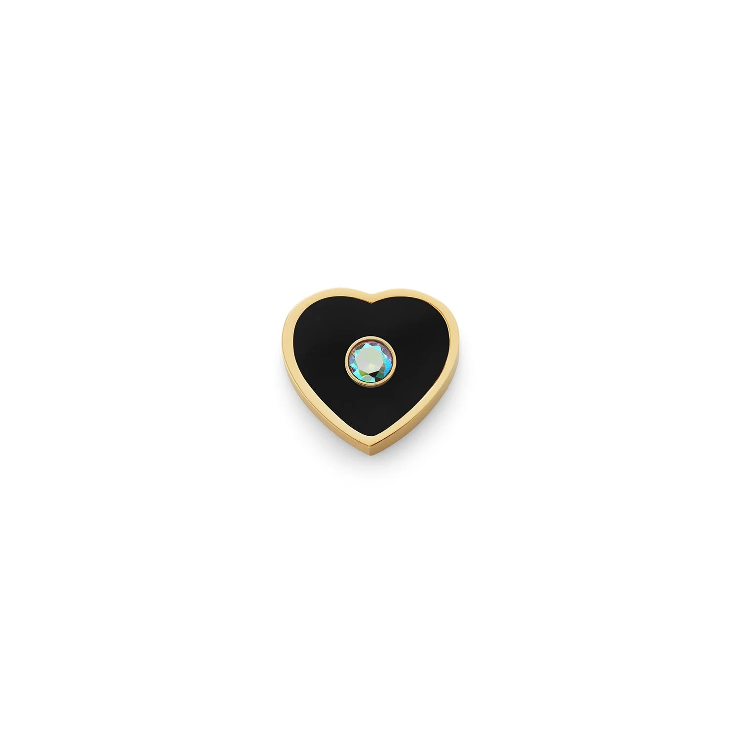 Black Enamel Heart Charms (Gold) - Birthstone