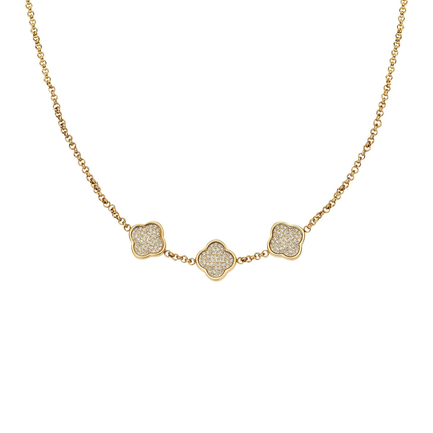 Shimmer Pavé Clover Necklace (Gold)