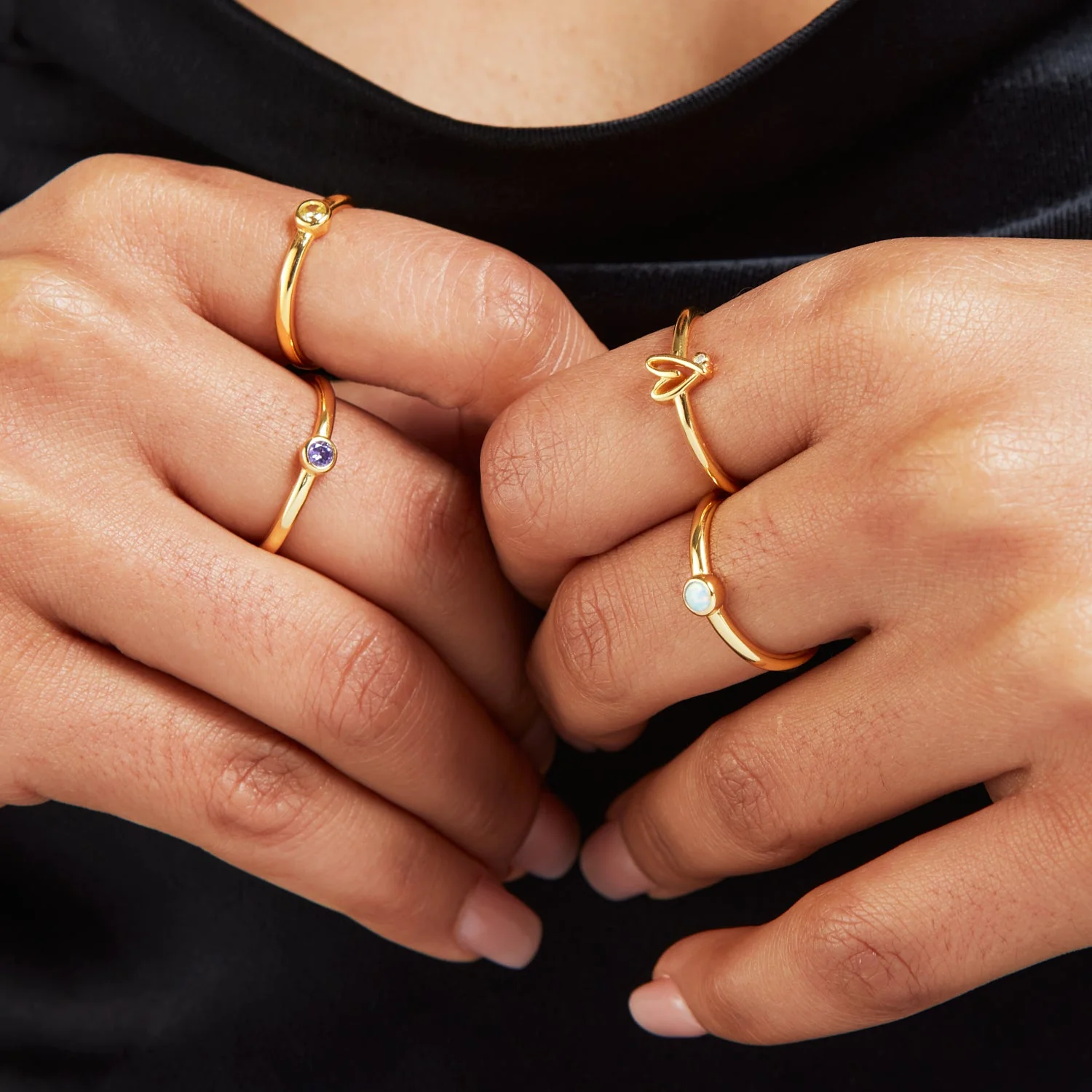 Stacey's Stories Doodle Heart Birthstone Ring (Gold)