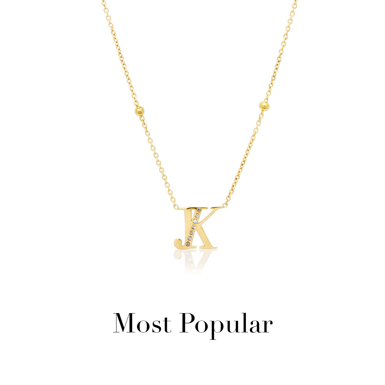 Double Initial Crystal Necklace (Gold)