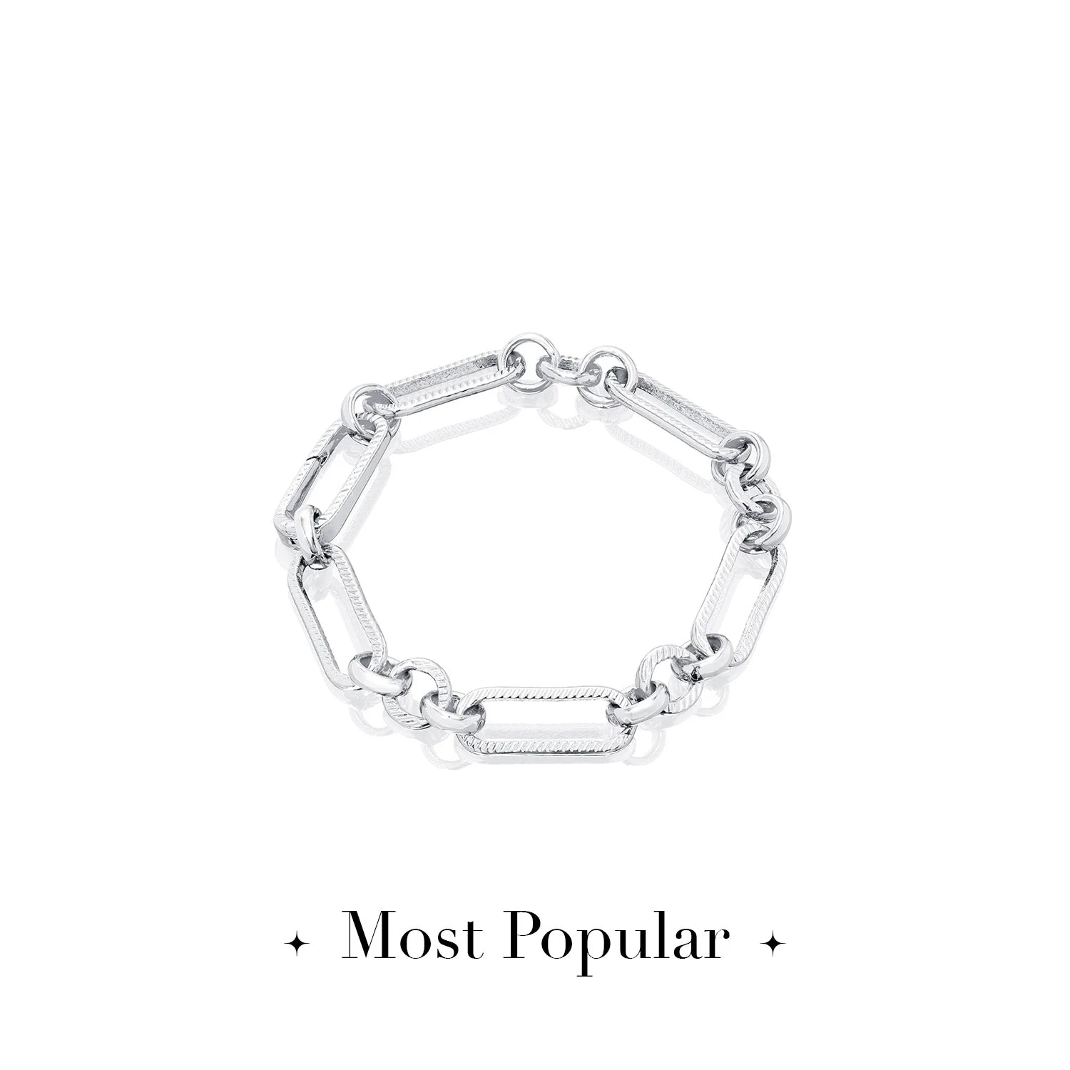Letter & Birthstone Figaro Chain Bracelet (Silver)