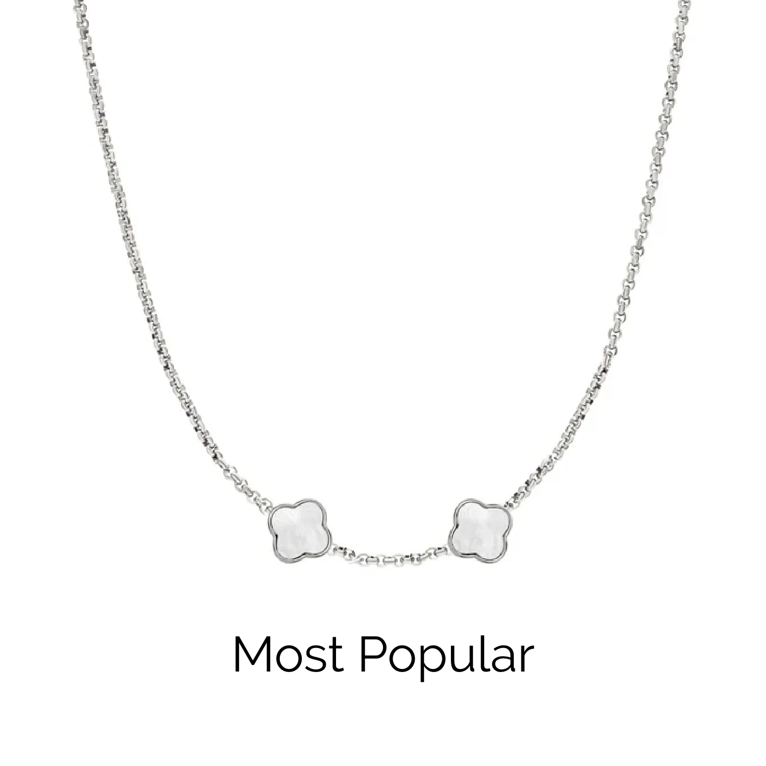 Pearl Clover Custom Name Necklace (Silver)