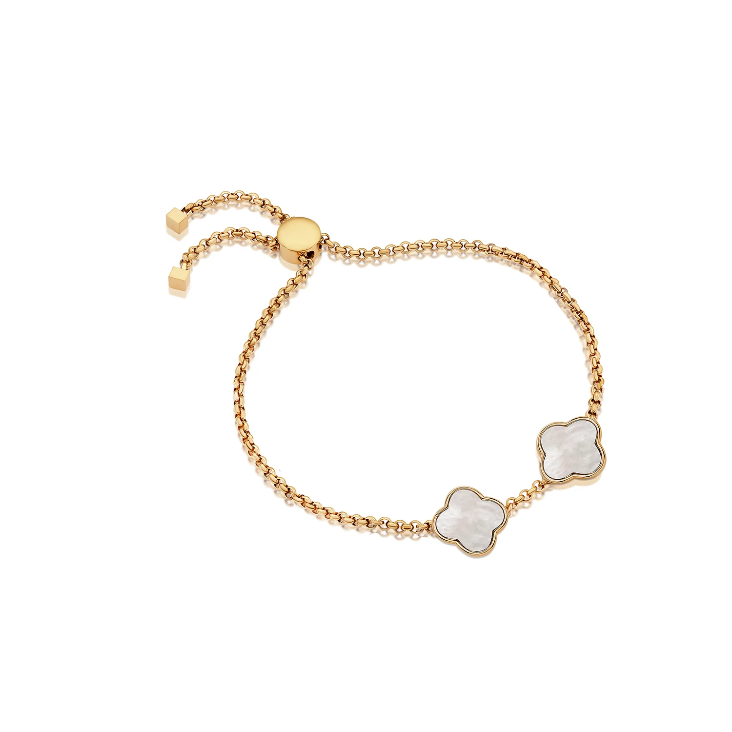 Pearl Clover Custom Name Bracelet (Gold)