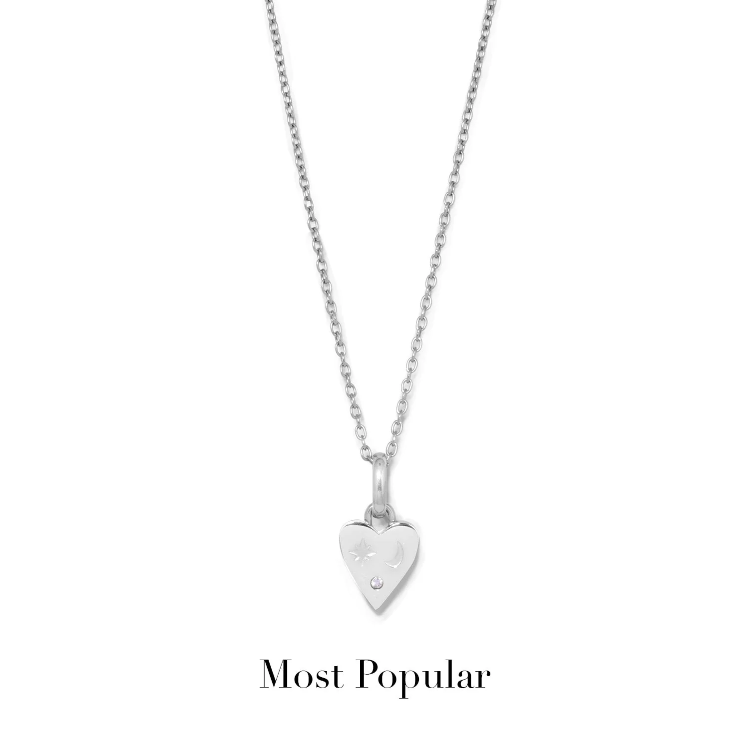 Custom Stamped Heart Pendant Necklace (Silver)