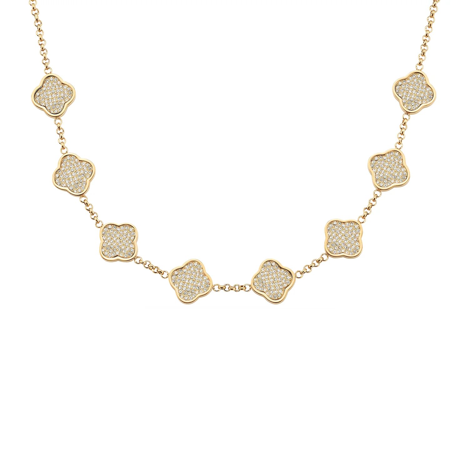 Shimmer Pavé Clover Necklace (Gold)