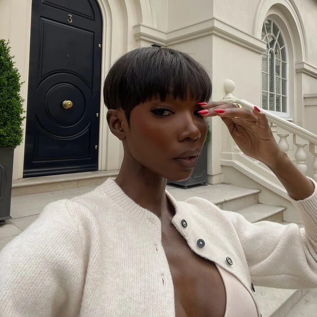 Put on  & Go Natural Black Short Pixie Hair Bowler Cut Wig