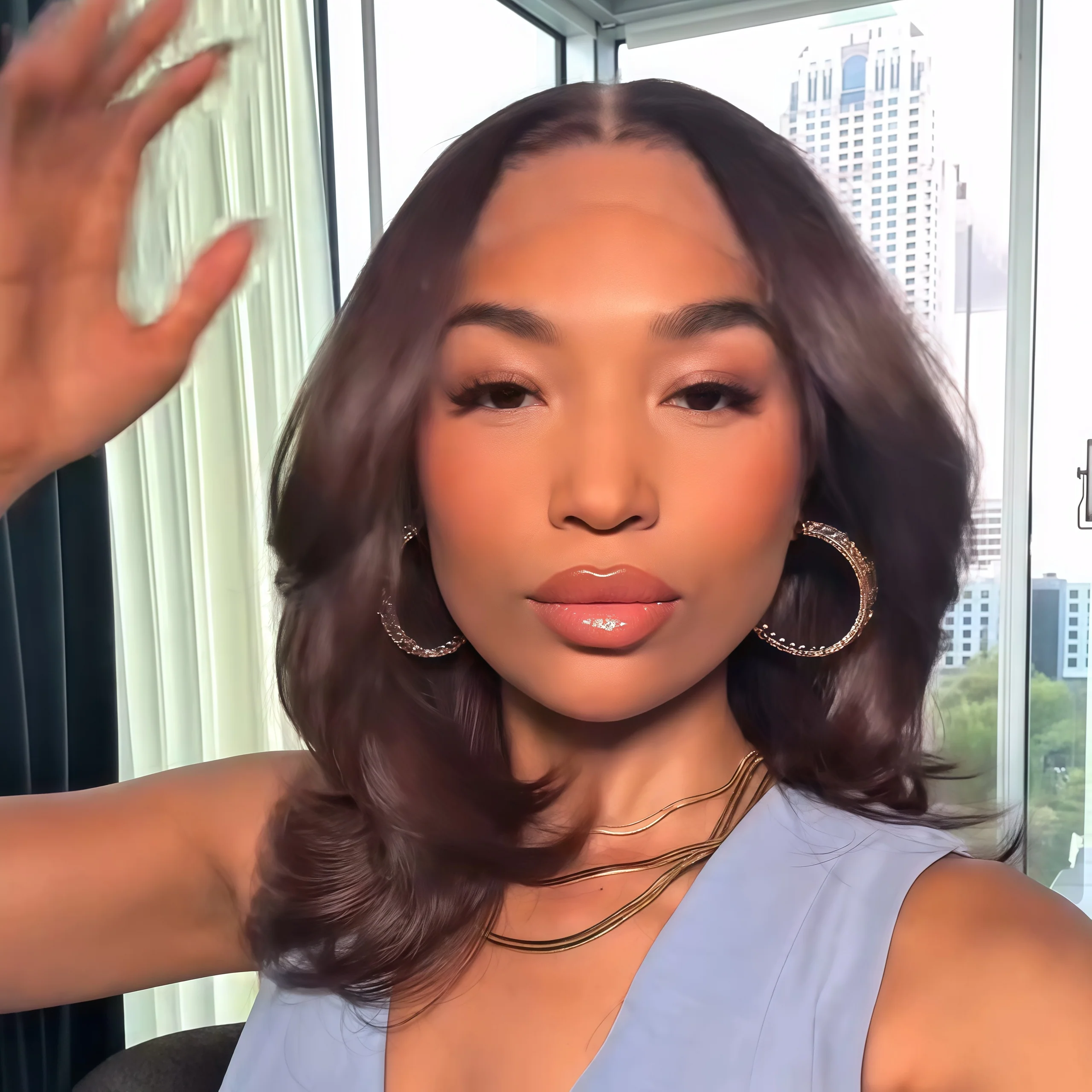 Dark Brown Face-Framing Sleek Layered Bob 5x5 Lace Human Hair Wig