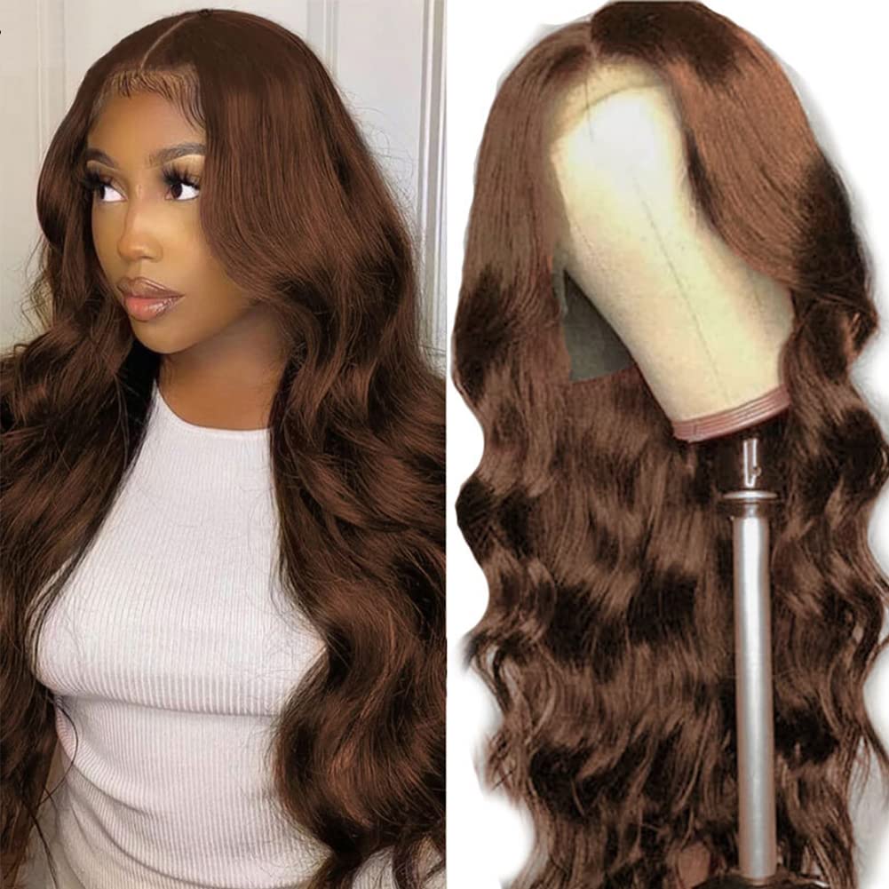 Brown Color Wig Glueless Lace Closure Wig Body Wave Hair