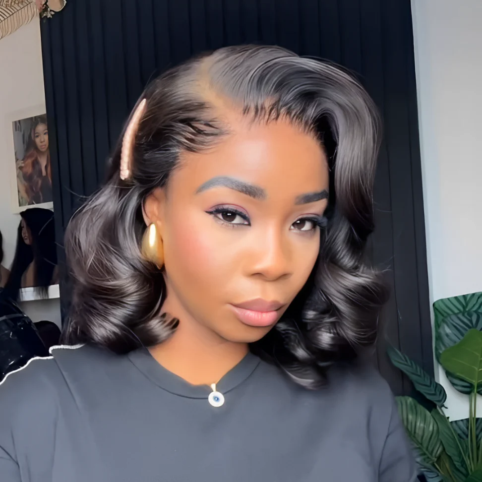 Designer Layered Bob Short Wavy Lace Wig