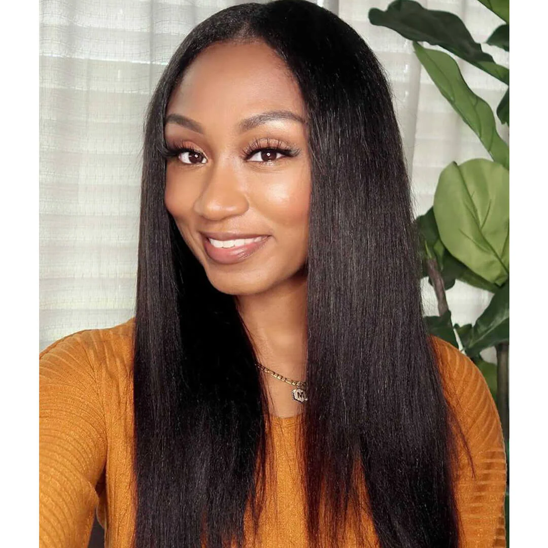 Thin Leave Out I Part Wig Yaki Coarse Straight