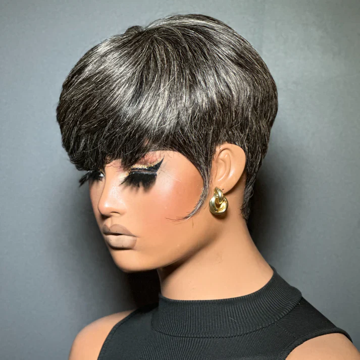 ILIKEHAIR Pixie Cut Glueless Wig with Bangs