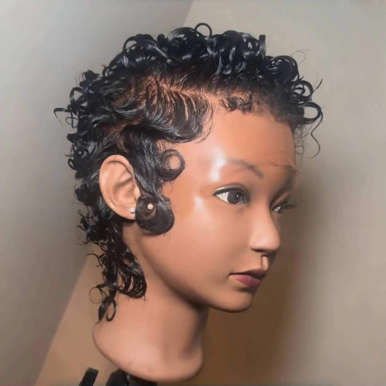 Full Lace Wave Curls Short Pixie Cut Wig