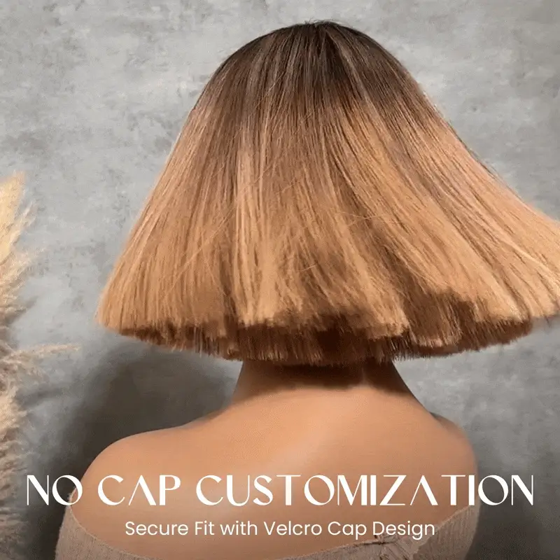 Ash Blonde Highlights Adjustable Cap Virgin Hair Bob HD Lace Wig