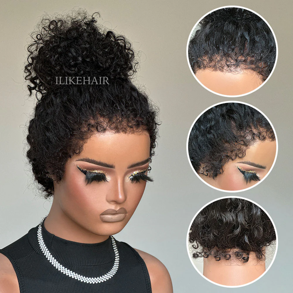Versatile Front & Back Curly 13x4 Lace Frontal With Curly Edges Wig