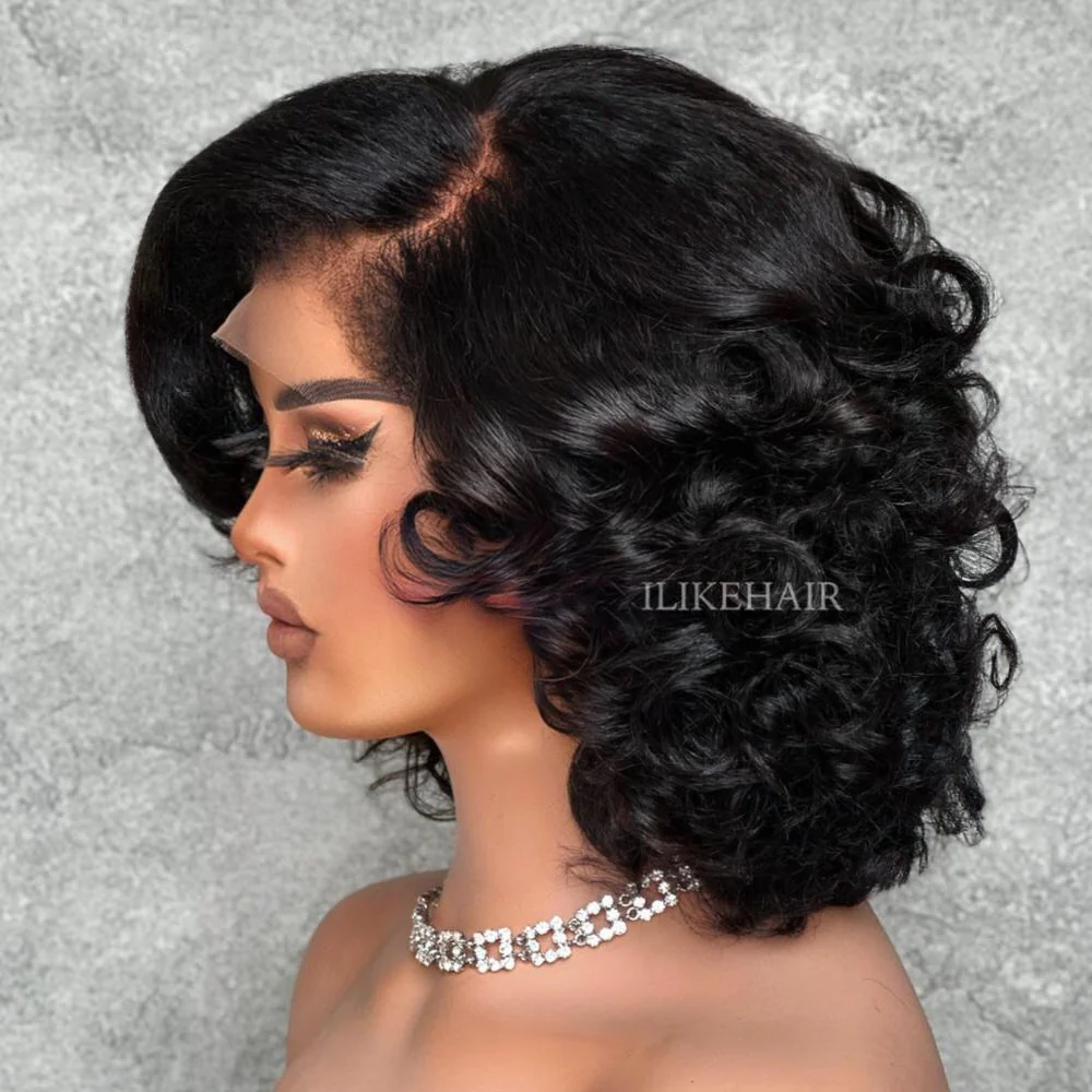 Short Layered Bouncy Curly With Kinky Edges HD Lace Wig