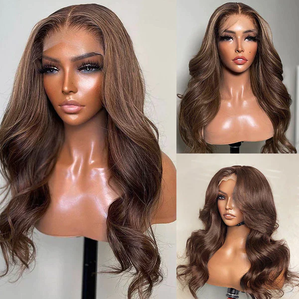 Brown Color Wig Glueless Lace Closure Wig Body Wave Hair