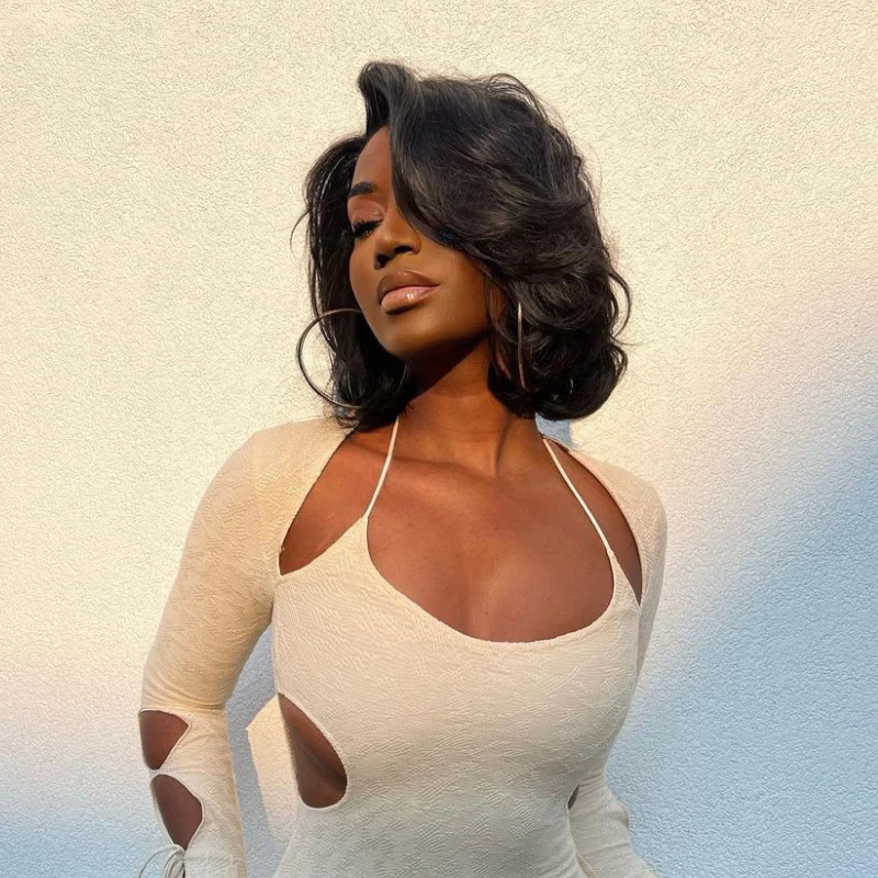 Layered Bob Short Wavy Lace  Wig Human Hair