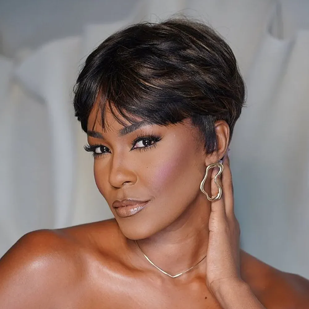 Blonde Highlight Bowler Cut Pixie Hair Wig