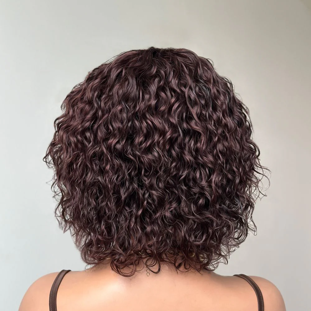 Put On & Go Dark Brown Curly Bob Wig With Bangs