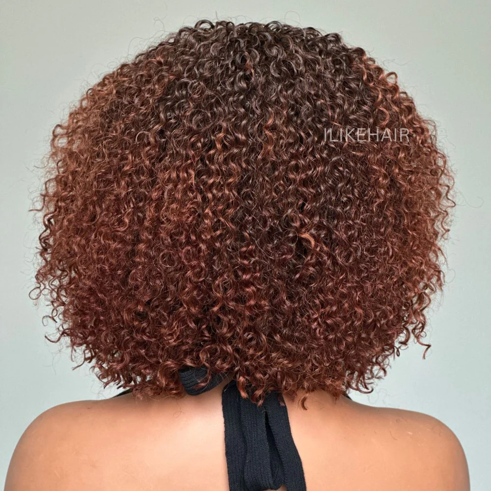 Put On & Go Ombre Auburn Brown Kinky Curly Wig