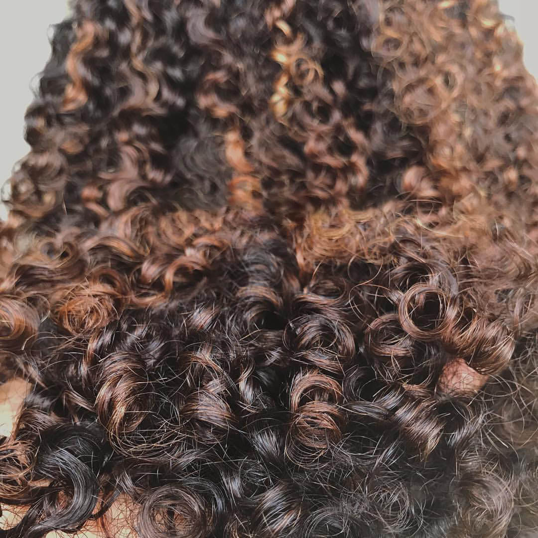 Glueless Black And Brown Ombre Curly 5x5 Lace Closure Wig