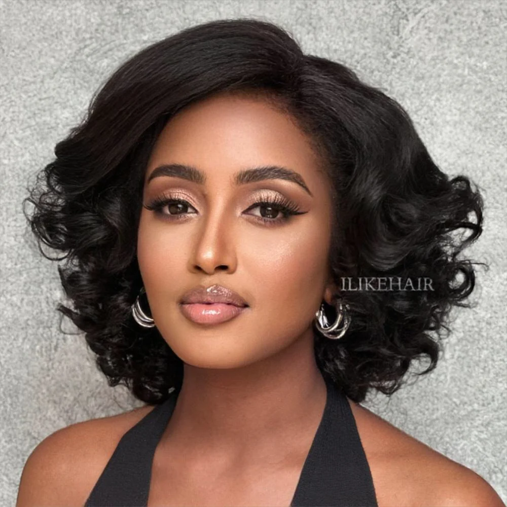 Short Layered Bouncy Curly With Kinky Edges HD Lace Wig