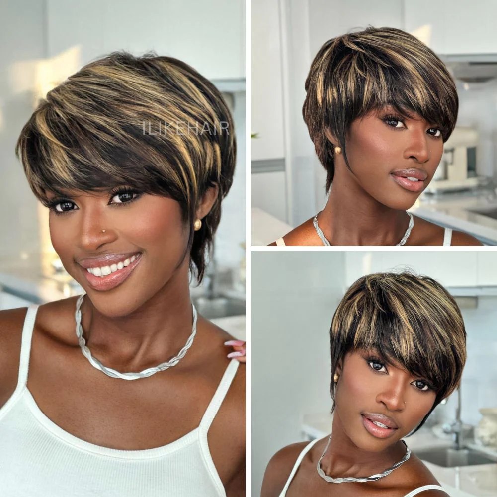 Wig Combo 2-Pixie Highlight Wig+Straight Bob Wig