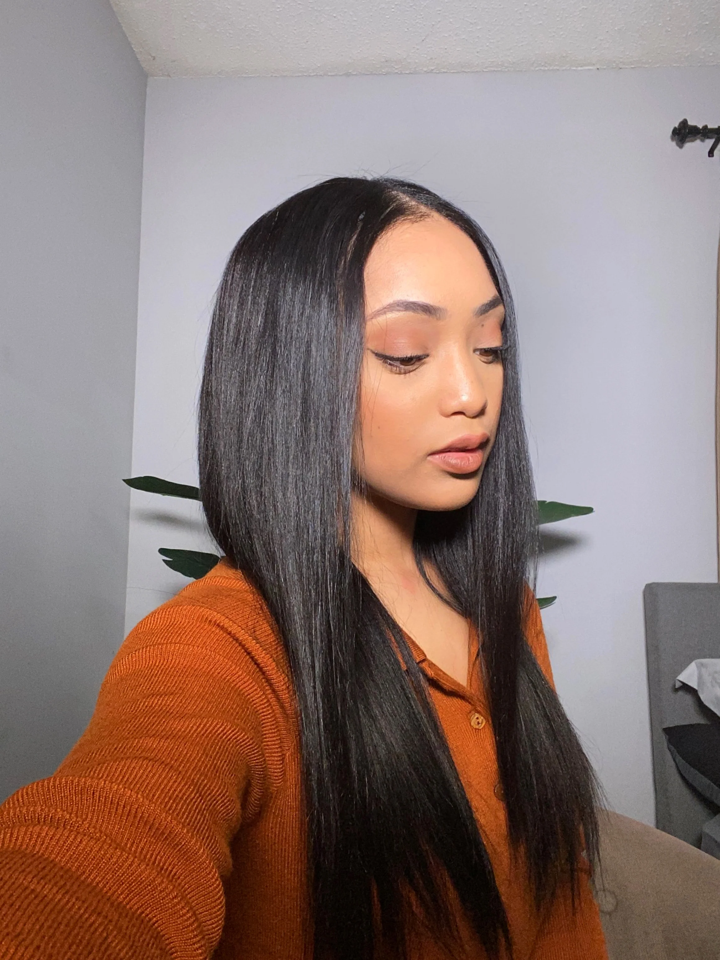 Thin Leave Out I Part Wig Yaki Coarse Straight