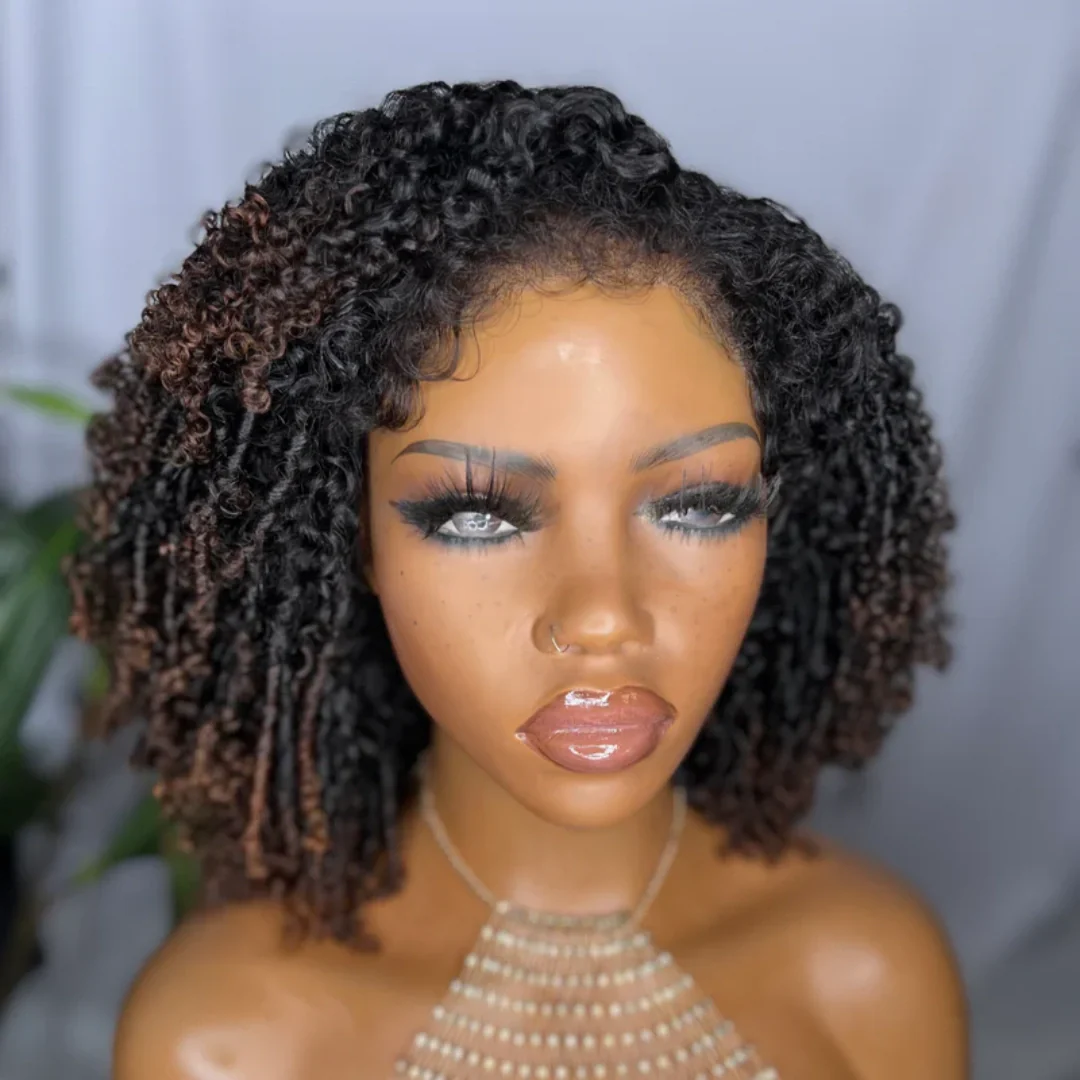 Trendy Curly Brown Highlight 13��4 Lace Frontal With 3C Hybrid Hairline Wig