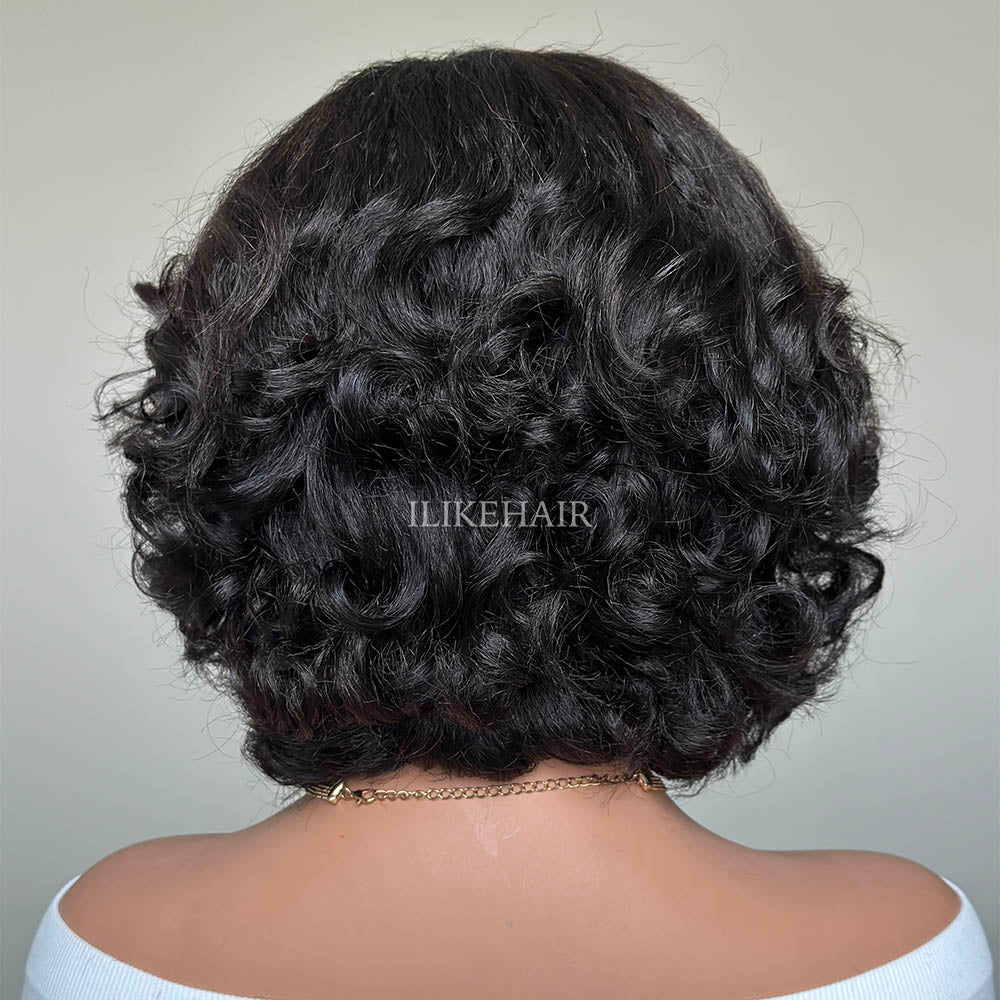 Short Layered Bouncy Curly With Kinky Edges HD Lace Wig