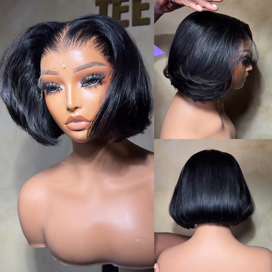 Natural Black Layered Cut Chic Bob 13x4 Lace Front Wig
