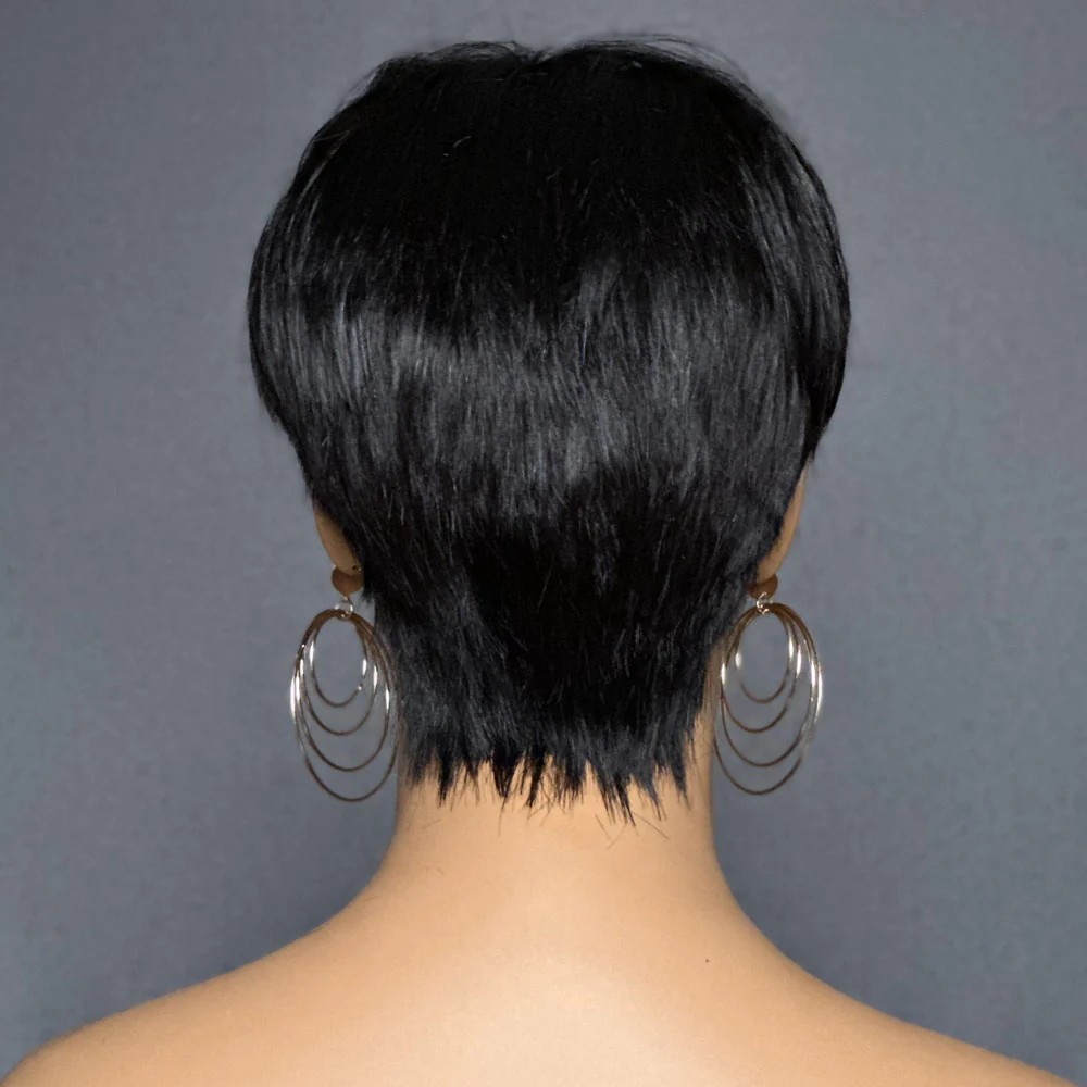 Short Pixie Cut Glueless Human Hair Wig With Bangs