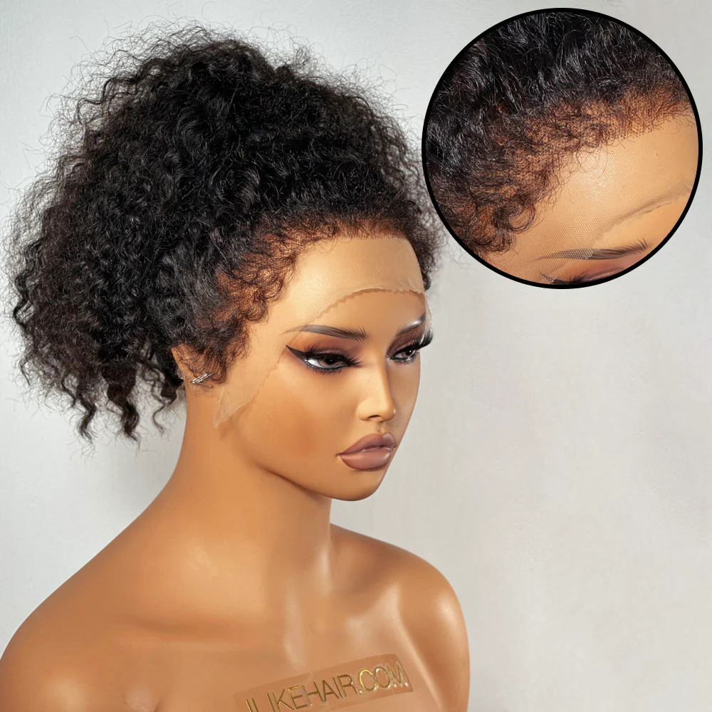 Ventilated Realistic Curly 13x4 Lace Frontal With Curly Edges Wig