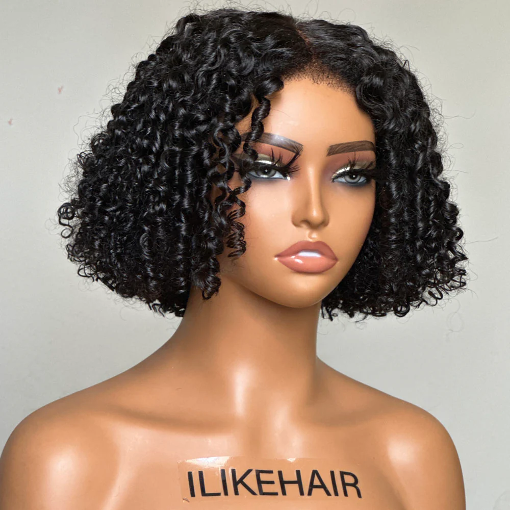 Put on & Go Juicy Coils 5x5 Pre Cut Lace Short Bob With Kinky Edges Wig