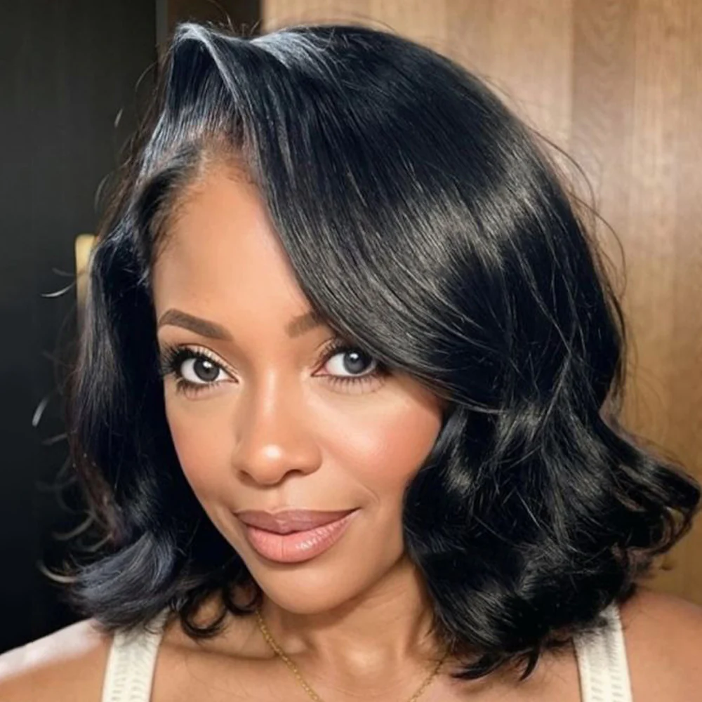 Short Brazilian Body Wave Human Hair Bob Lace Wig