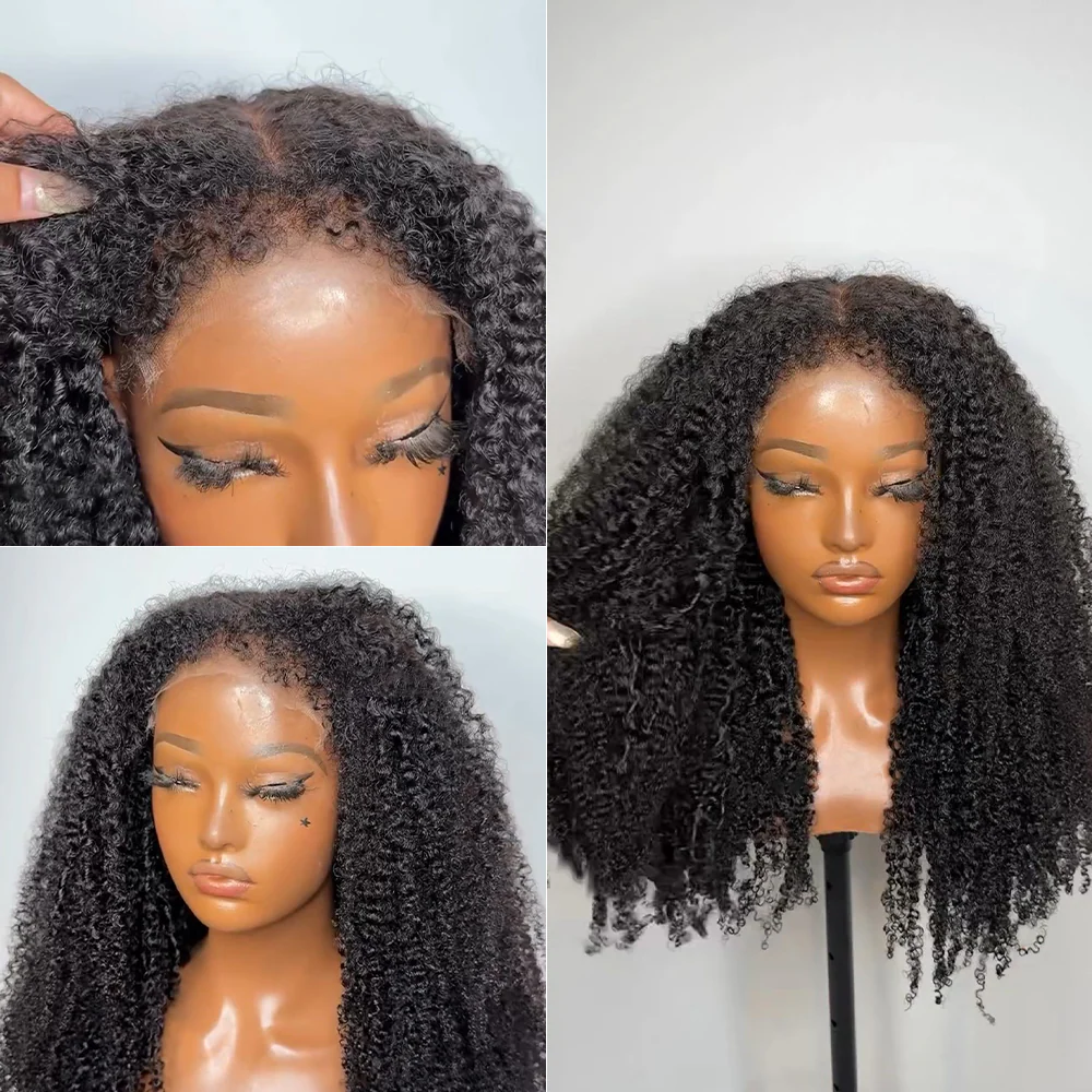Customize Link Afro Curly Lace Frontal Wig With 3C Hybrid Hairline