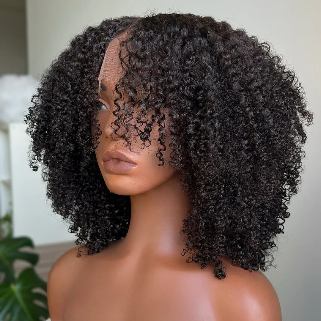 Afro Kinky Curly Layered Cut 5x5 Lace Closure Lace Wig
