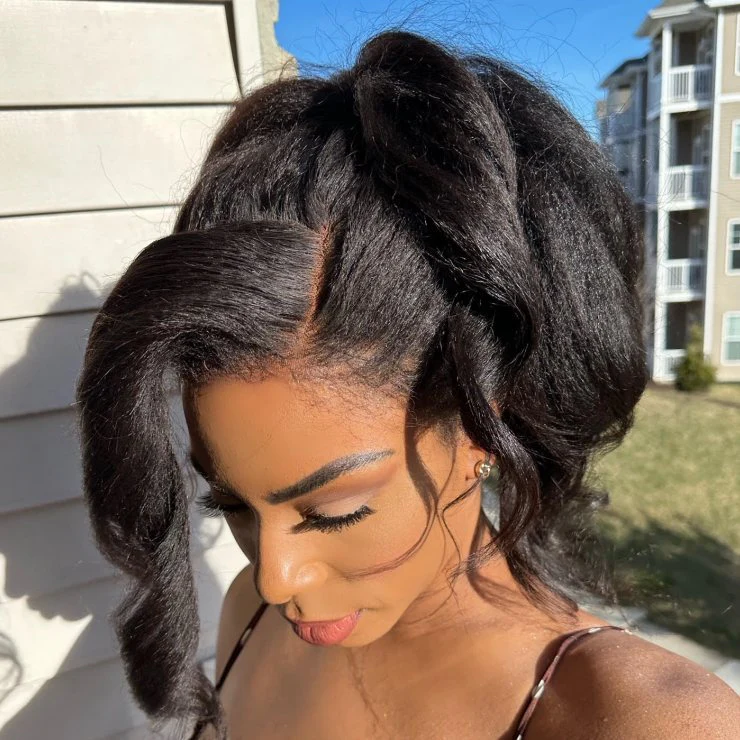 Kinky Straight Hd Lace Frontal With 4C Kinky Edges Wig