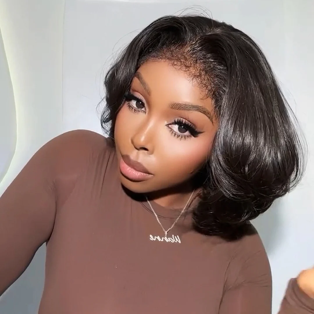 Natural Black Boss Chic Bob With Kinky Edges Wig