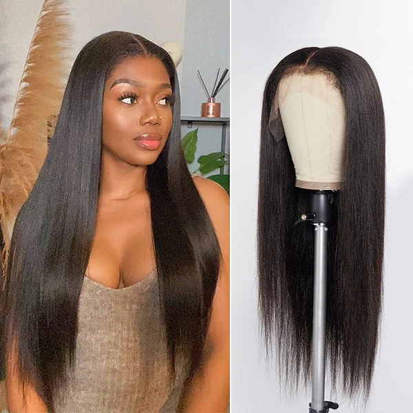 Natural Yaki HD Lace Frontal With Kinky Edges Wig