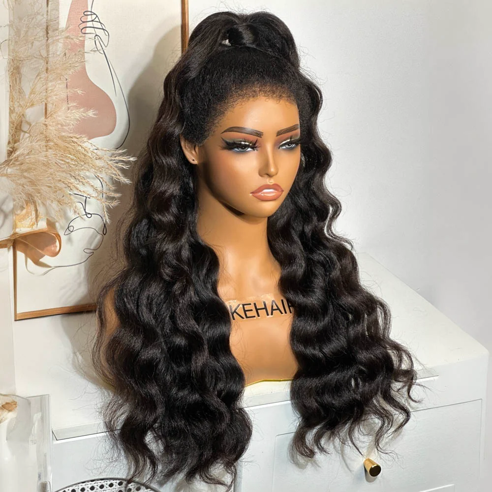 Long Wavy Lace Frontal With Kinky Edges Wig