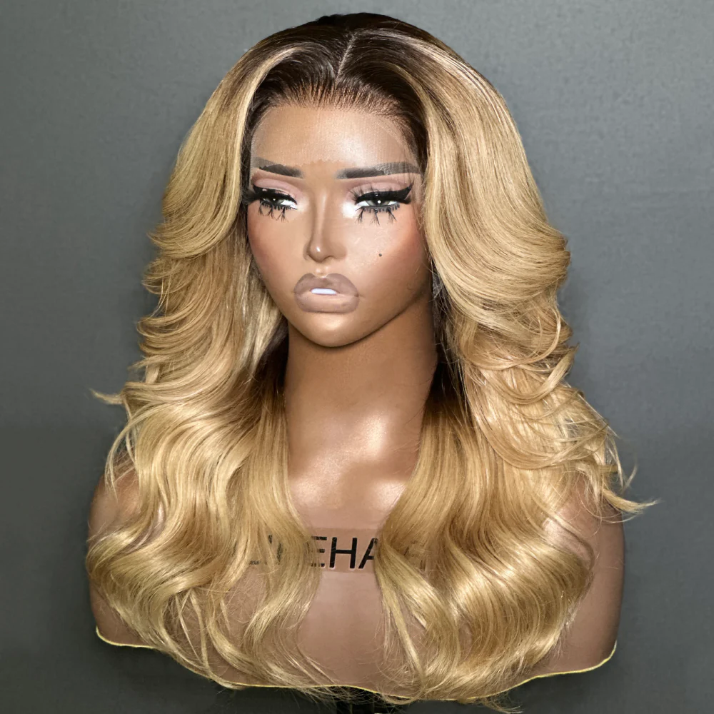 Ombre Blonde Body Wave Layered Cut 13x4 Lace Front Wig