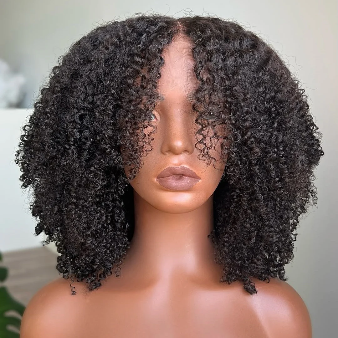 Afro Kinky Curly Layered Cut 5x5 Lace Closure Lace Wig