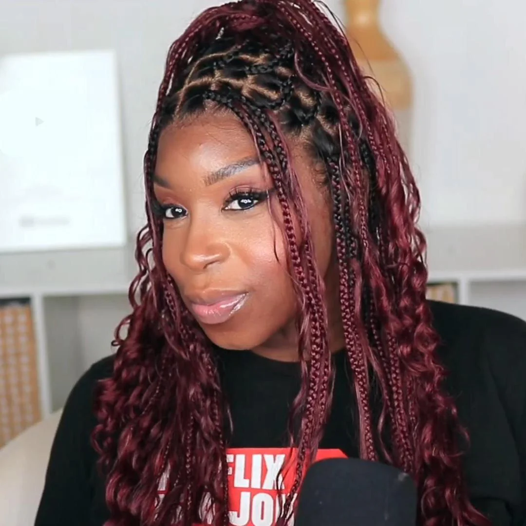 Ombre Burgundy Full Lace Boho Braided Wig With Invisi Drawstring